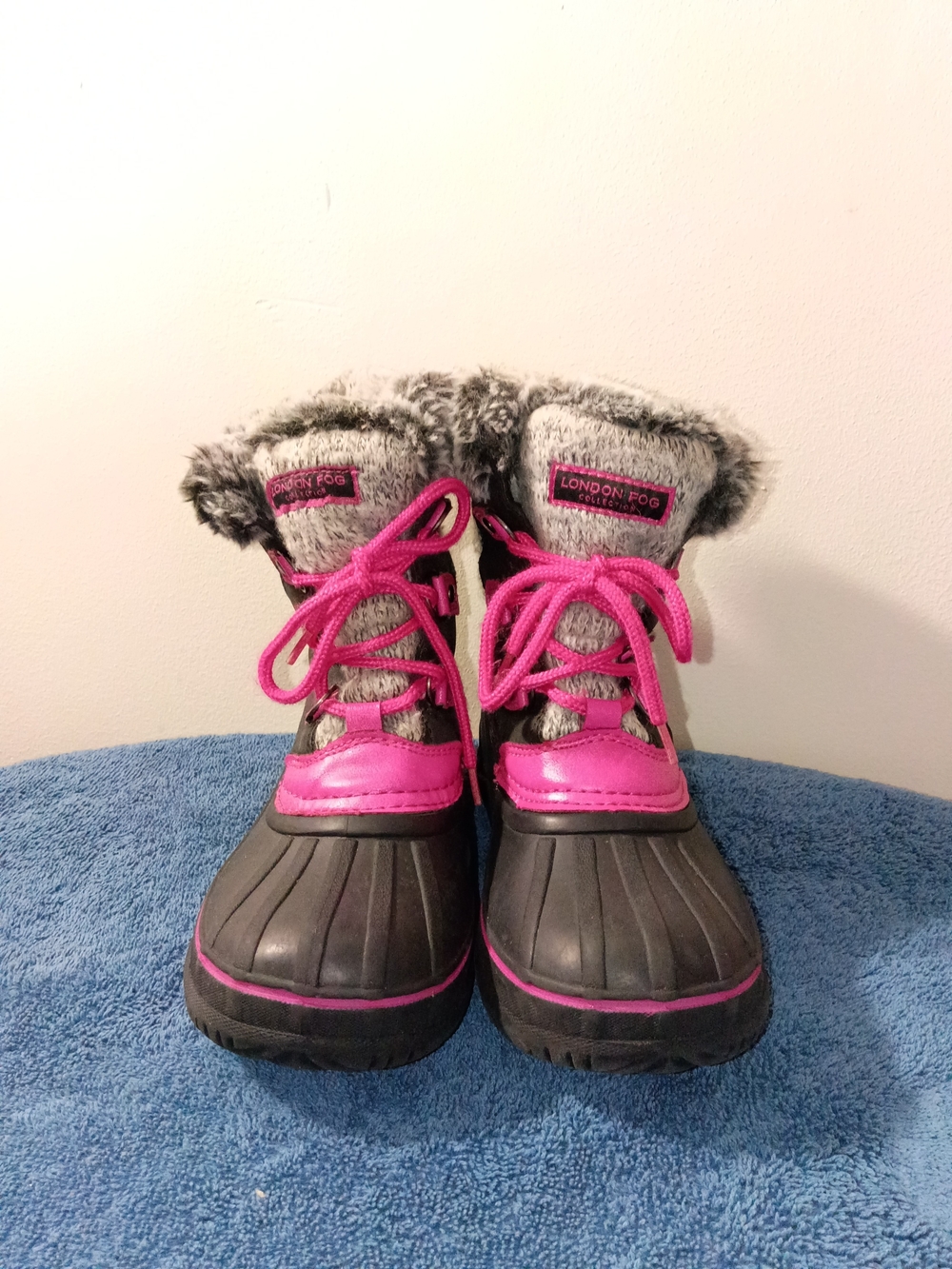 London Fog Girls Pink & Gray Winter Duck Boots